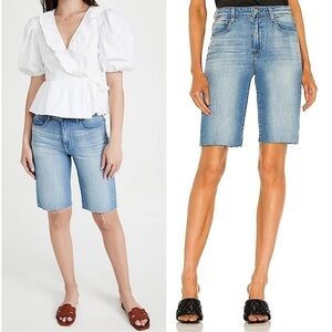 NWT L'AGENCE 90s High Rise Distressed Denim Raw Hem Cutoff Bermuda Jean Short 25